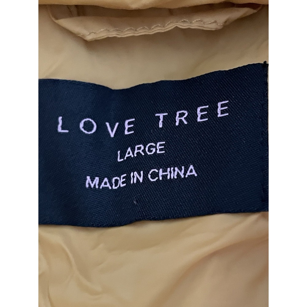 Love Tree Women's Sz L Puffer Jacket Mustard/Gold Removable Hood Faux Fur - Picture 7 of 8